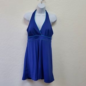 Islander Swimsuit Dress Plus 12 Blue & Turquoise Padded Bust